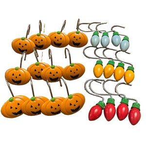 Halloween and Christmas Shower Curtain Hooks Decorative Shower Rings 12 pcs each